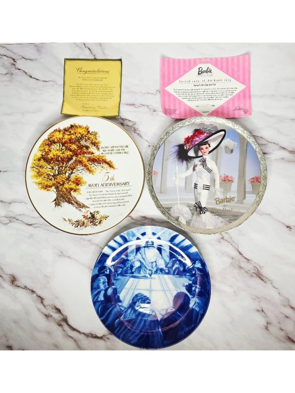 Lot 3 Avon Vintage Fine Collectibles Plates Fine Porcelain 22k Gold Trim